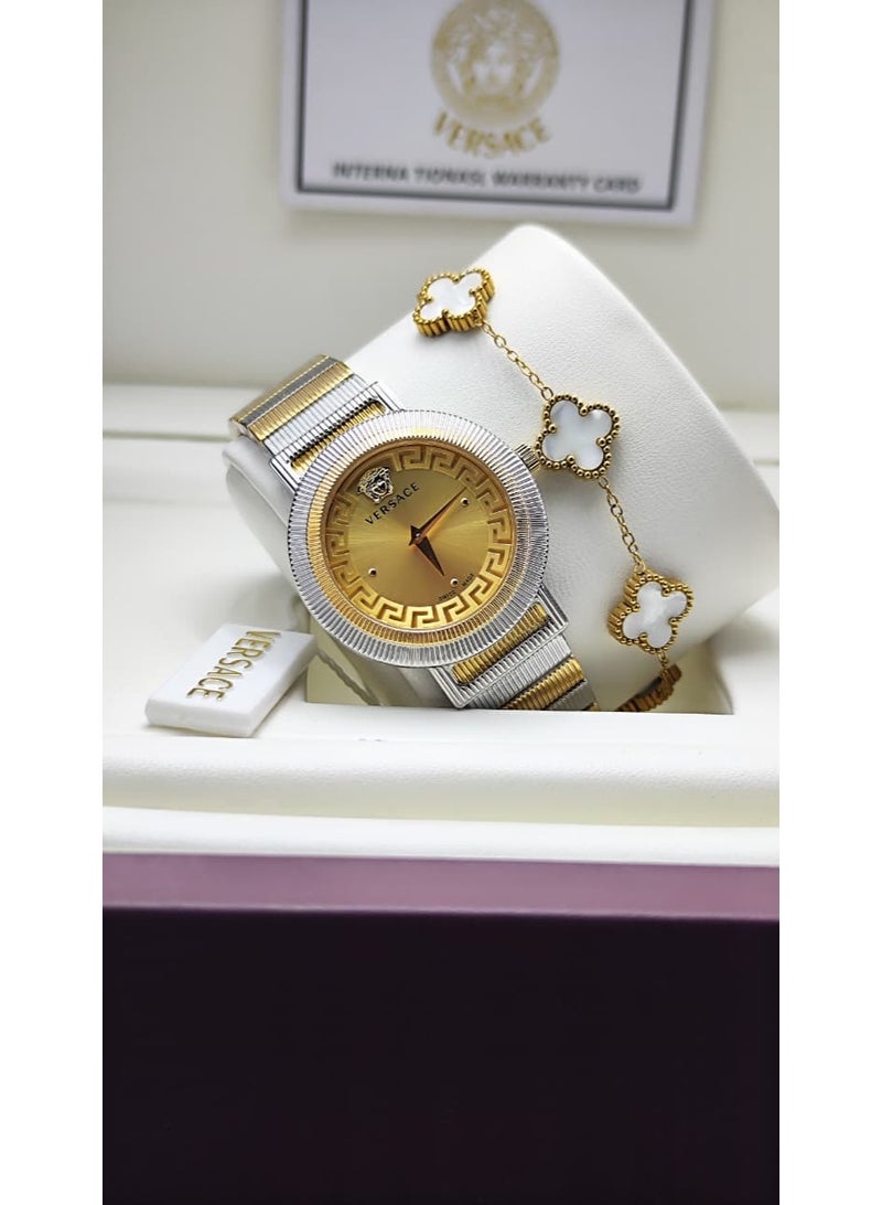 Versace women's stainless steel watch with a premium bracelet