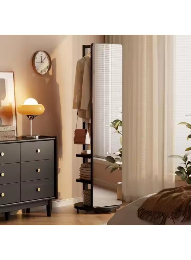 Y&D Full Length Mirror 168 × 45 CM Unique Solid Wood Oversized Floor Mirror with Coat Rack Full Body Mirror for Bedroom Entryway Living Room Black - Image 1