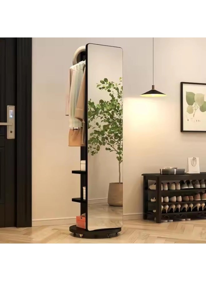 Y&D Full Length Mirror 168 × 45 CM Unique Solid Wood Oversized Floor Mirror with Coat Rack Full Body Mirror for Bedroom Entryway Living Room Black - Image 2