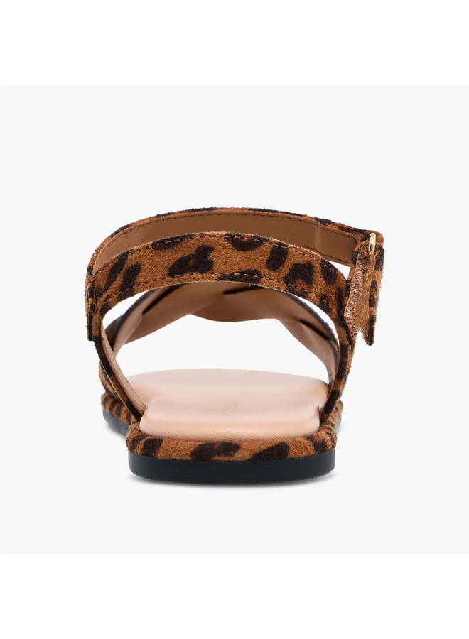 Flora Bella By Shoexpress Girls Strap Detail Sandals with Hook and Loop Closure