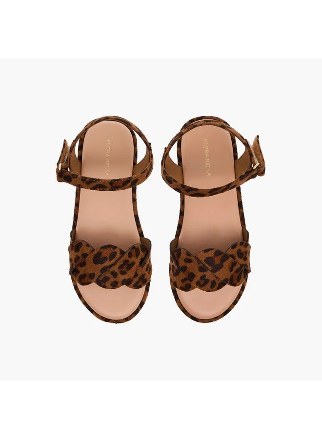 Flora Bella By Shoexpress Girls Strap Detail Sandals with Hook and Loop Closure
