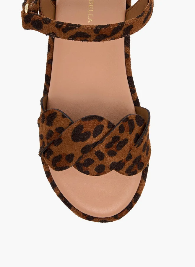 Flora Bella By Shoexpress BROWN Flora Bella Strap Detail Animal Print Sandals With Hook And Loop Closure for Women | Best Price UAE