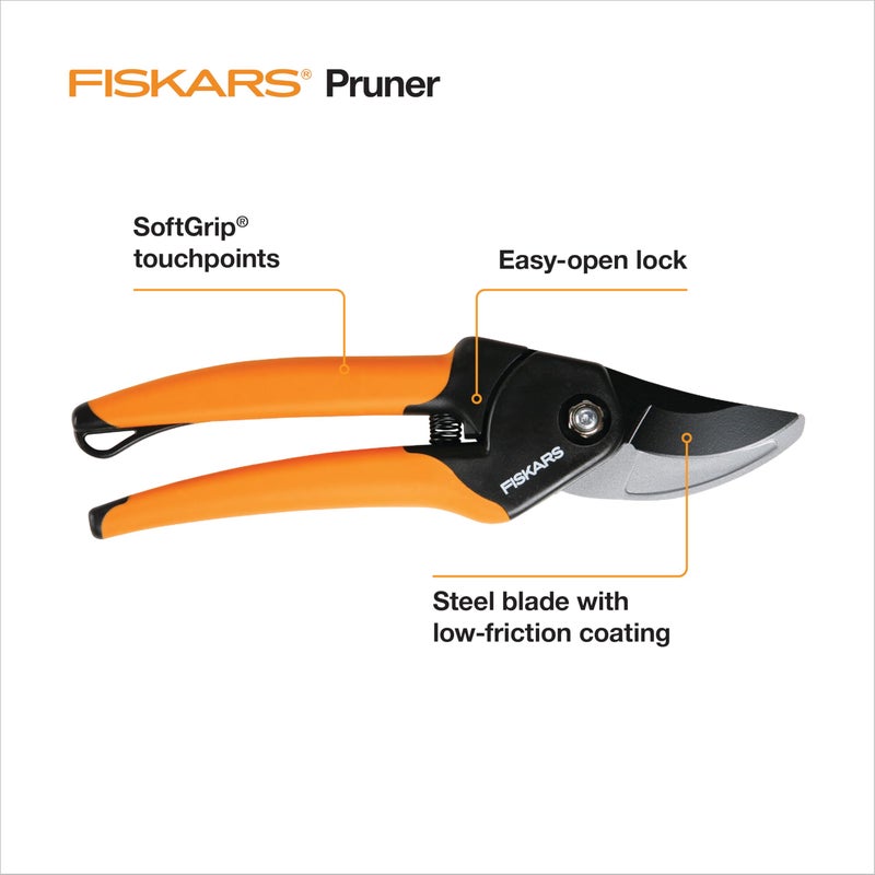 Fiskars Bypass Pruning Shears, 5/8-Inch Cut Capacity SoftGrip Hand Pruner for Small Hands, Blade Stays Sharp Through Heavy Use with Rust Resistant, Low-Friction Coating - Image 2