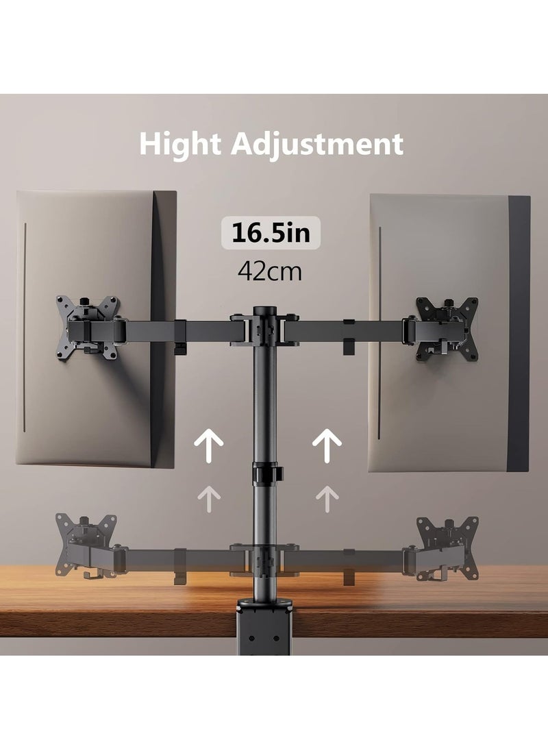 ELTRAZONE Dual Monitor Stand for 13 to 32 Inch Screens – Adjustable Monitor Arm Mount with Ergonomic Viewing Angle, Tilt ±45°, Swivel 180°, Rotate 360°, VESA 75/100mm – Flexible & Space-Saving Solution for Home & Office  - Image 4