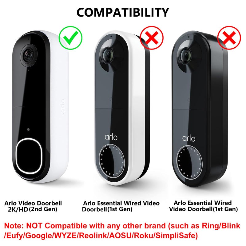 ALERTCAM Anti-Theft Doorbell Bracket for Arlo Video Doorbell 2K (2nd Gen), Easy No-Drill Mounting Bracket, Weatherproof Protection for Arlo Doorbell Camera, Ideal for Homes, Apartments, Rentals - Image 2