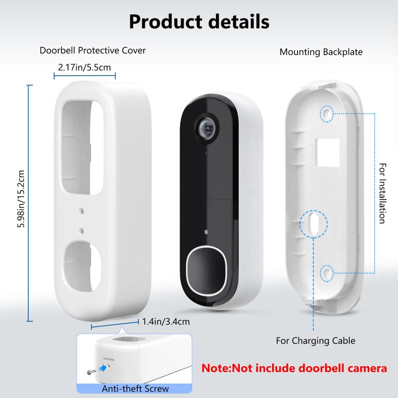 ALERTCAM Anti-Theft Doorbell Bracket for Arlo Video Doorbell 2K (2nd Gen), Easy No-Drill Mounting Bracket, Weatherproof Protection for Arlo Doorbell Camera, Ideal for Homes, Apartments, Rentals - Image 3