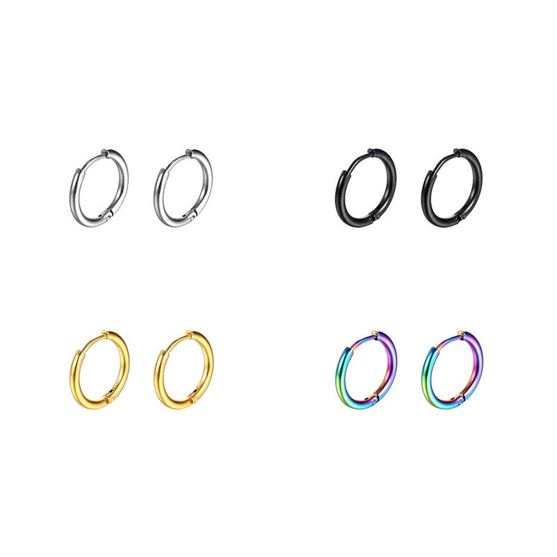 Vishoca Surgical Stainless Steel Hoop Earrings 8mm/10mm/12mm Small Huggie Hoop Earrings for Women and Men - Image 1