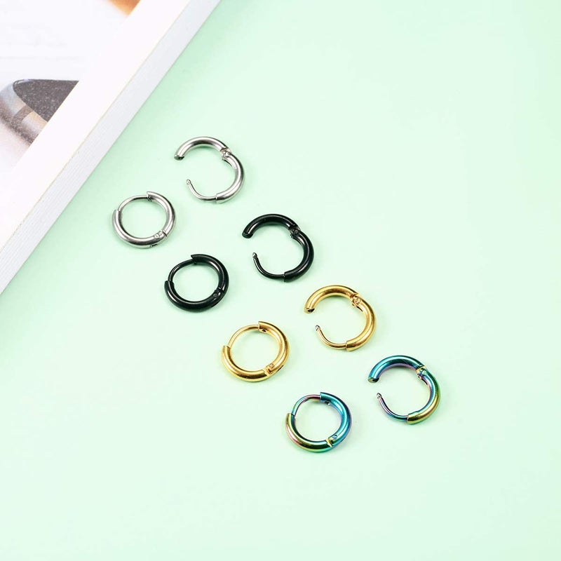 Vishoca Surgical Stainless Steel Hoop Earrings 8mm/10mm/12mm Small Huggie Hoop Earrings for Women and Men - Image 2