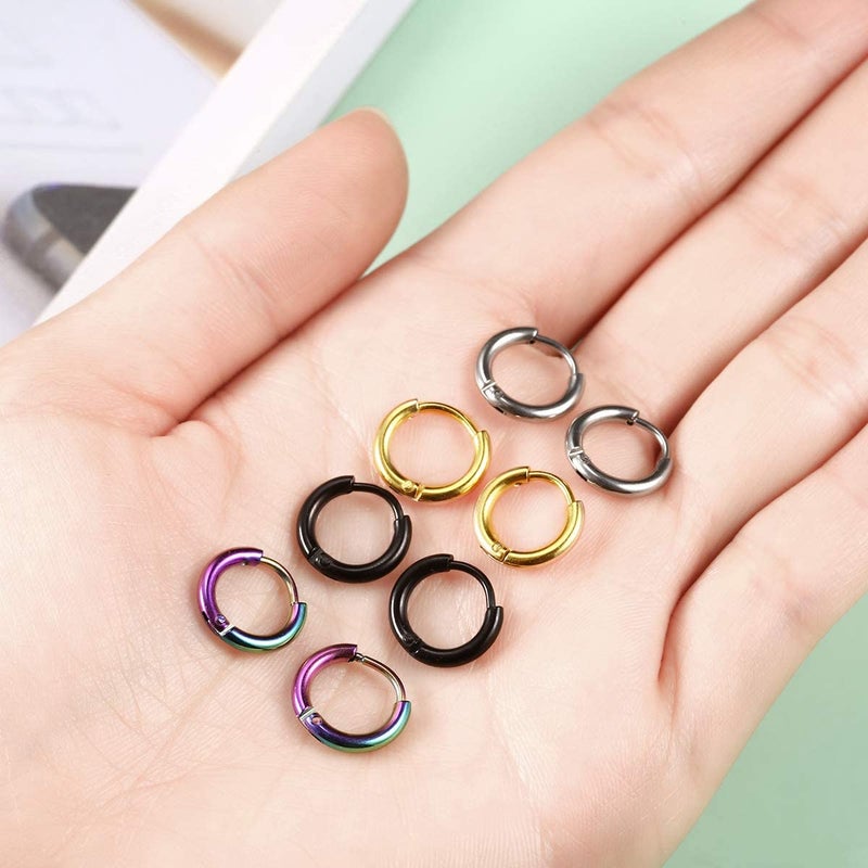 Vishoca Surgical Stainless Steel Hoop Earrings 8mm/10mm/12mm Small Huggie Hoop Earrings for Women and Men - Image 3