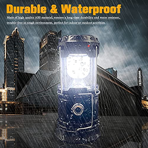 XTAUTO Collapsible Portable LED Camping Lantern XTAUTO Lightweight Waterproof Solar USB Rechargeable LED Flashlight Survival Kits for Indoor Outdoor Home Emergency Light Power Outages Hiking Hurricane 4-Pack - Image 3