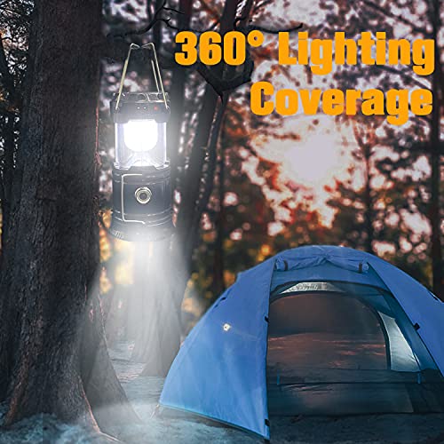 XTAUTO Collapsible Portable LED Camping Lantern XTAUTO Lightweight Waterproof Solar USB Rechargeable LED Flashlight Survival Kits for Indoor Outdoor Home Emergency Light Power Outages Hiking Hurricane 4-Pack - Image 2