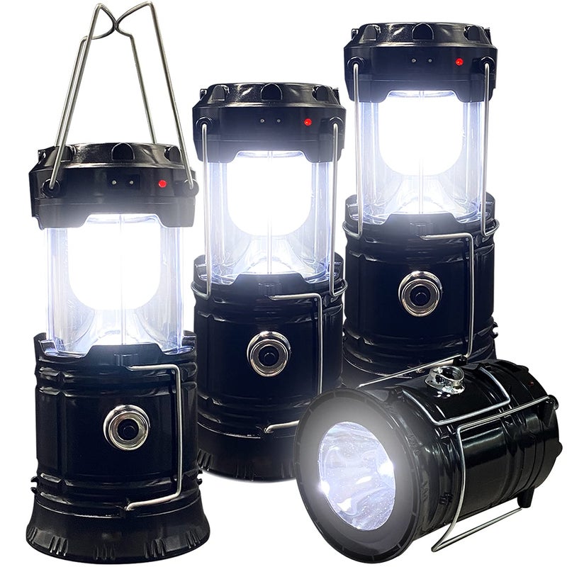 XTAUTO Collapsible Portable LED Camping Lantern XTAUTO Lightweight Waterproof Solar USB Rechargeable LED Flashlight Survival Kits for Indoor Outdoor Home Emergency Light Power Outages Hiking Hurricane 4-Pack - Image 5