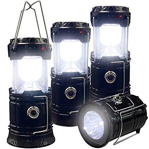 XTAUTO Collapsible Portable LED Camping Lantern XTAUTO Lightweight Waterproof Solar USB Rechargeable LED Flashlight Survival Kits for Indoor Outdoor Home Emergency Light Power Outages Hiking Hurricane 4-Pack - Image 1