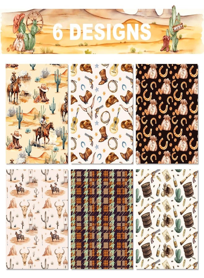 HOWAF 12 Western Wrapping Paper, Cowboy Watercolor wrapping paper Horse Gift Wrap Paper Wild West Desert Cactus Rodeo Folded Flat DIY Craft Gift for Summer Party Baby Shower Horse Racing Gift Decoration - Image 2