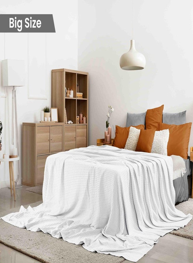 Utopia Bedding White 100% Cotton Waffle Blanket 300 GSM [Big - 120x120 Inch] Soft Lightweight Breathable Bed Blanket for All Season - Image 2