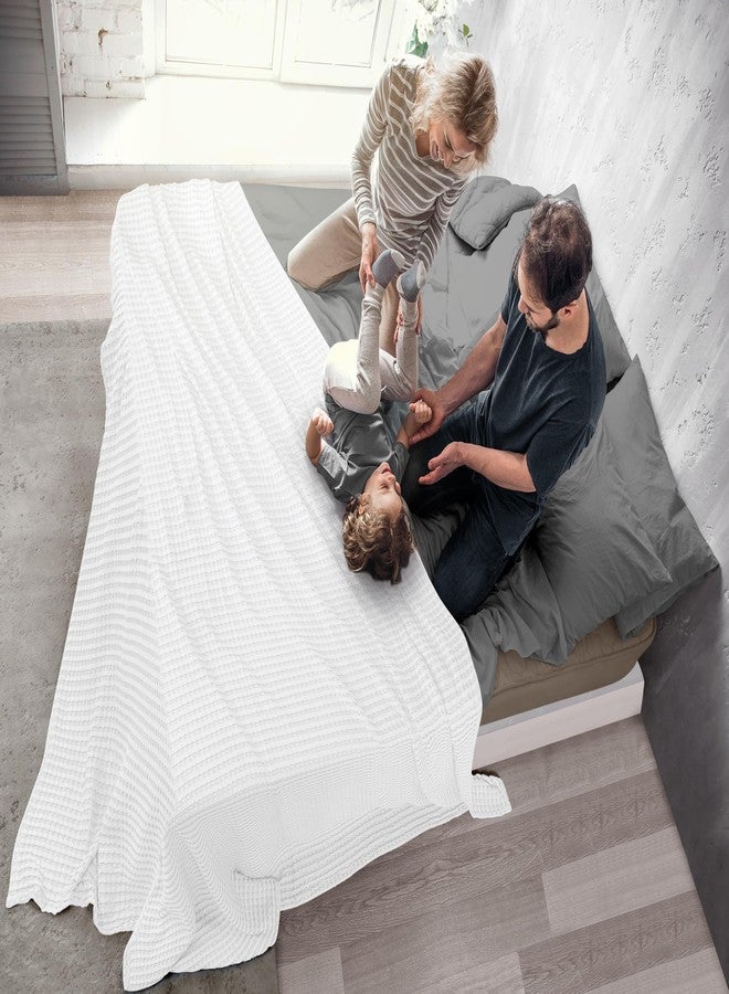 Utopia Bedding White 100% Cotton Waffle Blanket 300 GSM [Big - 120x120 Inch] Soft Lightweight Breathable Bed Blanket for All Season - Image 3