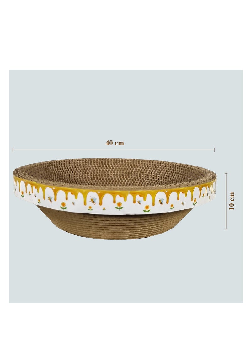 أن ان سي بيتس لوح خدش دائري للقطط، وسادة طحن مخالب متينة من الورق المقوى المموج بتصميم عشبة النعناع البري وقرص العسل، صالة قطط مقاومة للخدش، مثالية للقطط الصغيرة والمتوسطة 40 سم (أبيض) - Image 2