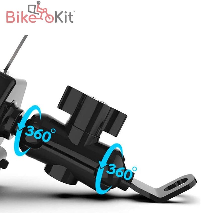 Bike Kit BikeKit X-Shape Bike Phone Holder with Waterproof USB Charger – 360° Rotatable, Universal Fit Motorcycle Phone Mount, Secure Grip, Shockproof Mount for Mobile Phones up to 8.5cm Wide – Black - Image 5