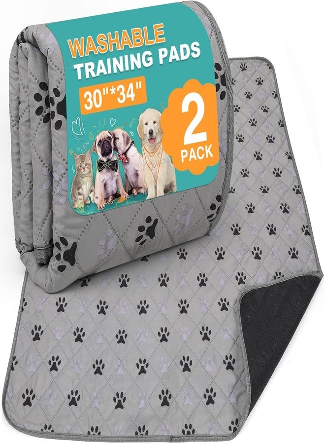 FURWEY FUWERY Washable Pee Pads for Dogs ,30"X34", Thick Heavy Absorbency Reusable, Prevent Leakage, Non-Slip Pee Pads for Puppy Playpen,Potty Training, Grey, 2 Packs - Image 1