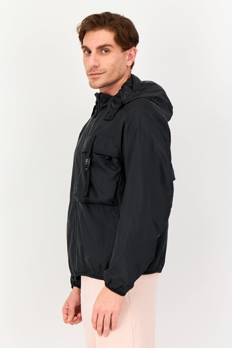 Nike جاكيت رجالي فضفاض بأكمام طويلة مع غطاء رأس، أسود - Image 4