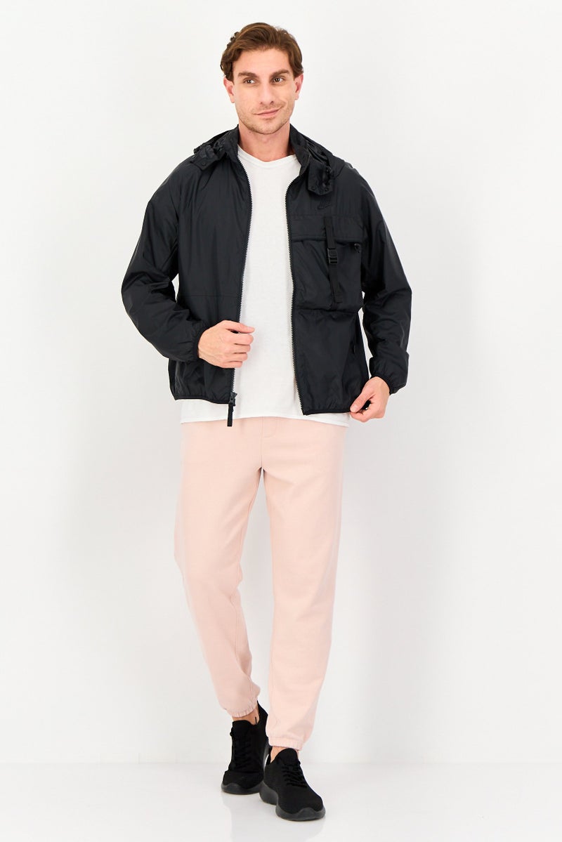 Nike جاكيت رجالي فضفاض بأكمام طويلة مع غطاء رأس، أسود - Image 3