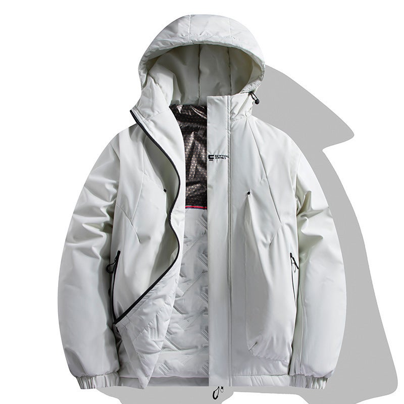845 Charge Cotton-Padded Jacket New Hooded High-Grade Thickened Winter Solid Color Three-Dimensional Multi-Bag Heating Simosi Cotton-Padded Jacket Men - Image 1
