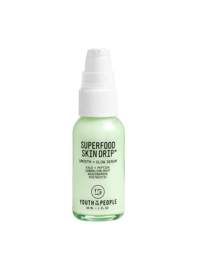 يوث تو ذا بيبول - مصل الوجه Superfood Skin Drip Smooth + Glow Barrier - مع الكرنب والببتيد والنياسيناميد والسيراميد - يقوي حاجز البشرة + يوحد لون البشرة - نباتي، خالٍ من القسوة (1 أونصة سائلة) - Image 1