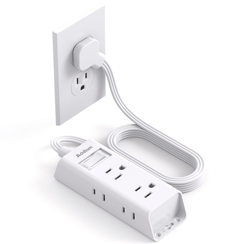 Addtam Cruise Essentials - Flat Plug Power Strip, Addtam 5 ft Ultra Flat Extension Cord with 6 Outlets Extender, No Surge Protector for Cruise Ship, Travel, Dorm, Home Office, ETL Listed - Image 1
