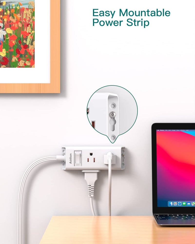 Addtam Cruise Essentials - Flat Plug Power Strip, Addtam 5 ft Ultra Flat Extension Cord with 6 Outlets Extender, No Surge Protector for Cruise Ship, Travel, Dorm, Home Office, ETL Listed - Image 5