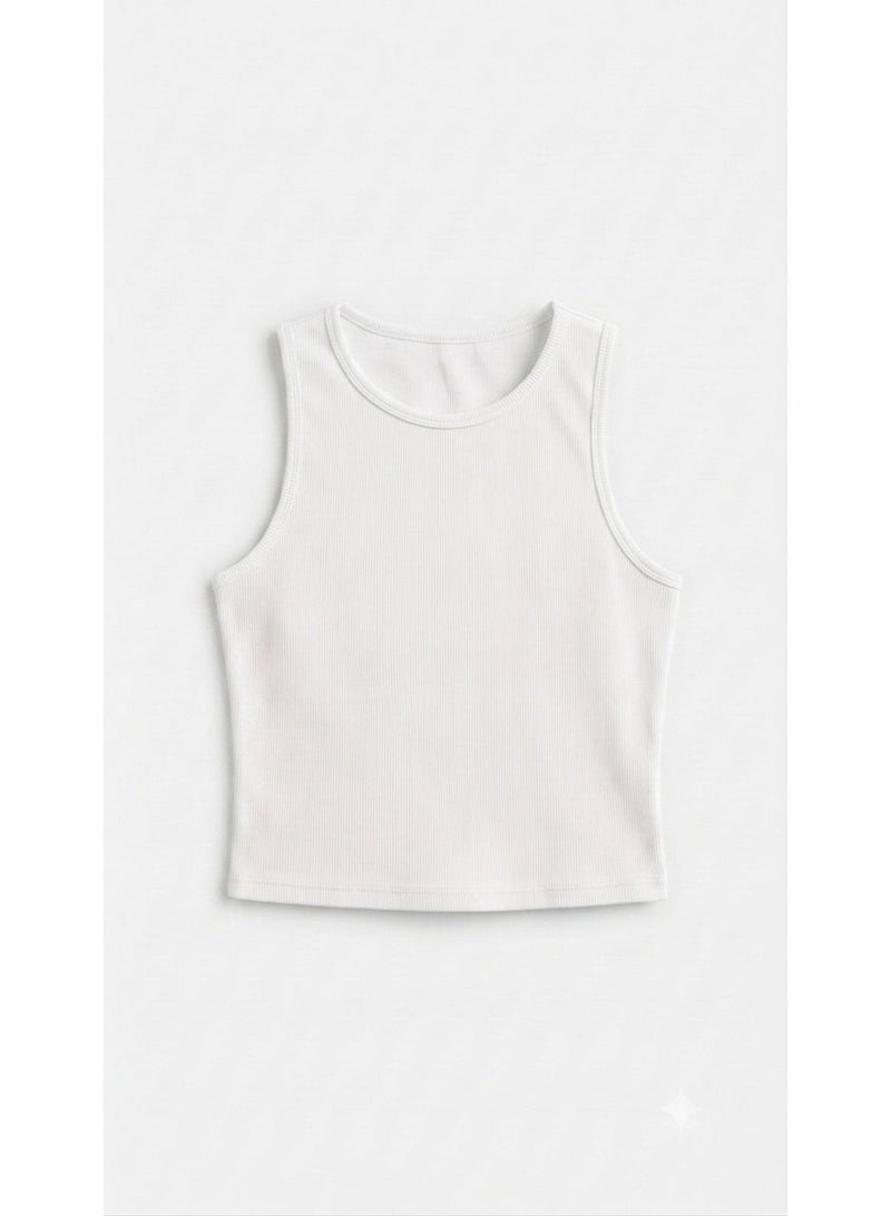 Women's Basic Cotton Rib Crop Top – Sleeveless Everyday Essential – One Size - Image 1