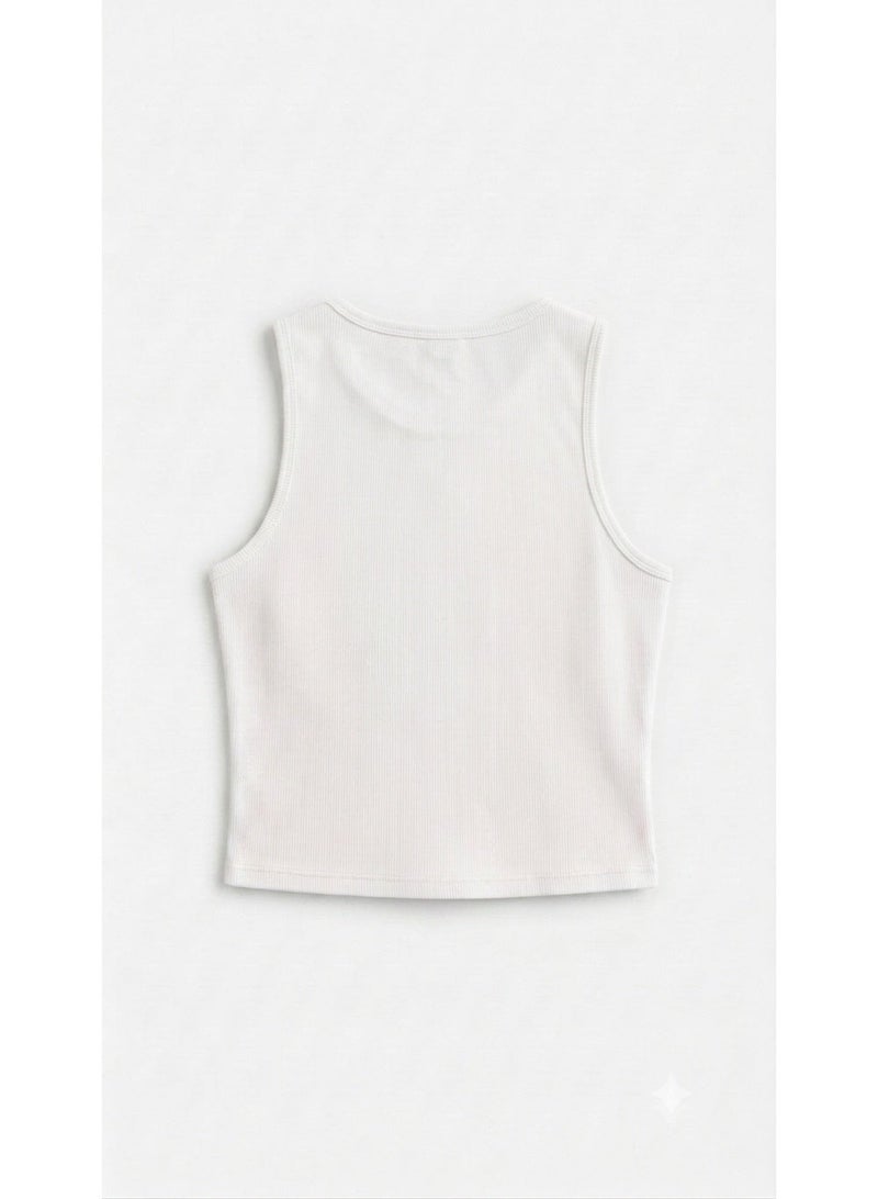 Women's Basic Cotton Rib Crop Top – Sleeveless Everyday Essential – One Size - Image 2