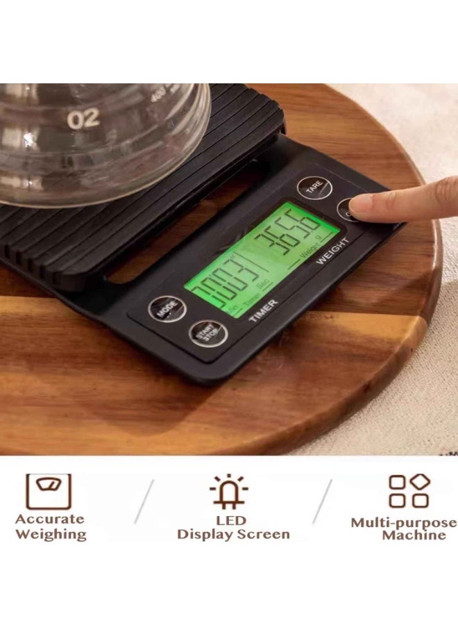 طقم ماكينة قهوة، 9 قطع، طقم قهوة بالتنقيط V60 مع مطحنة، إبريق، غلاية، فلتر، ميزان وقمع تقطير زجاجي، طقم قهوة للسفر في حقيبة هدايا - Image 5