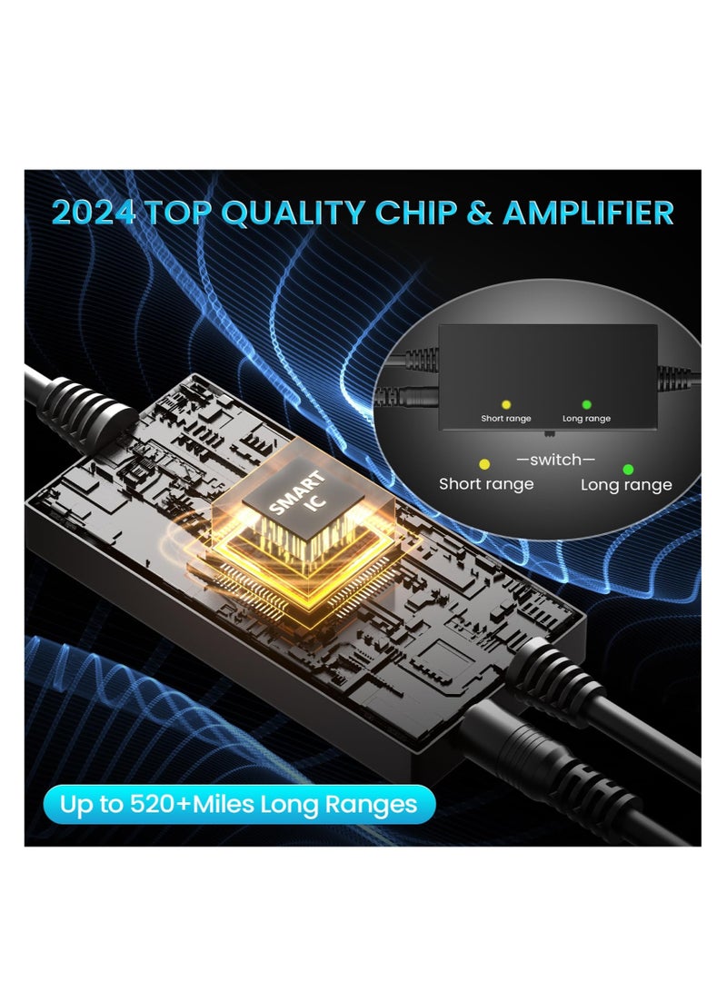 2024 Newest Freeview Indoor TV Aerial, 520KM Range Digital HDTV Aerial, with Amplifier Signal Booster, with 33ft/10M Coax Cable,4K 1080P TV Tuner DVB-T TV Radio - Image 4