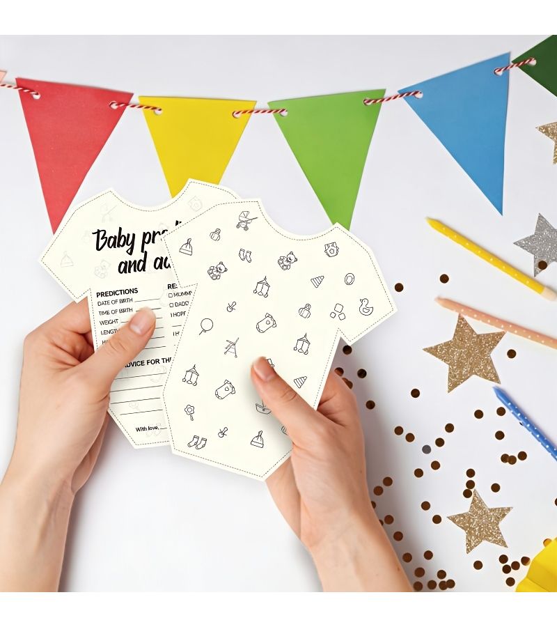 20Pcs Baby Boy Girl Prediction Cards Suitable For Christening Games Gender Reveal Decorations Bodysuit Shaped Baby Suit Cards With English Text For Showers Keepsake For New Parents Paper Prediction Forms - Image 5