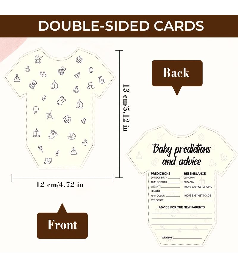 20Pcs Baby Boy Girl Prediction Cards Suitable For Christening Games Gender Reveal Decorations Bodysuit Shaped Baby Suit Cards With English Text For Showers Keepsake For New Parents Paper Prediction Forms - Image 3