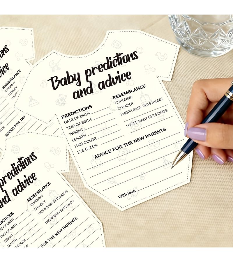 20Pcs Baby Boy Girl Prediction Cards Suitable For Christening Games Gender Reveal Decorations Bodysuit Shaped Baby Suit Cards With English Text For Showers Keepsake For New Parents Paper Prediction Forms - Image 1