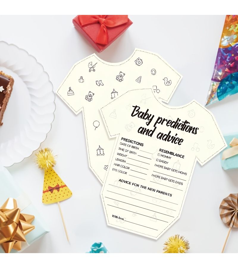 20Pcs Baby Boy Girl Prediction Cards Suitable For Christening Games Gender Reveal Decorations Bodysuit Shaped Baby Suit Cards With English Text For Showers Keepsake For New Parents Paper Prediction Forms - Image 4
