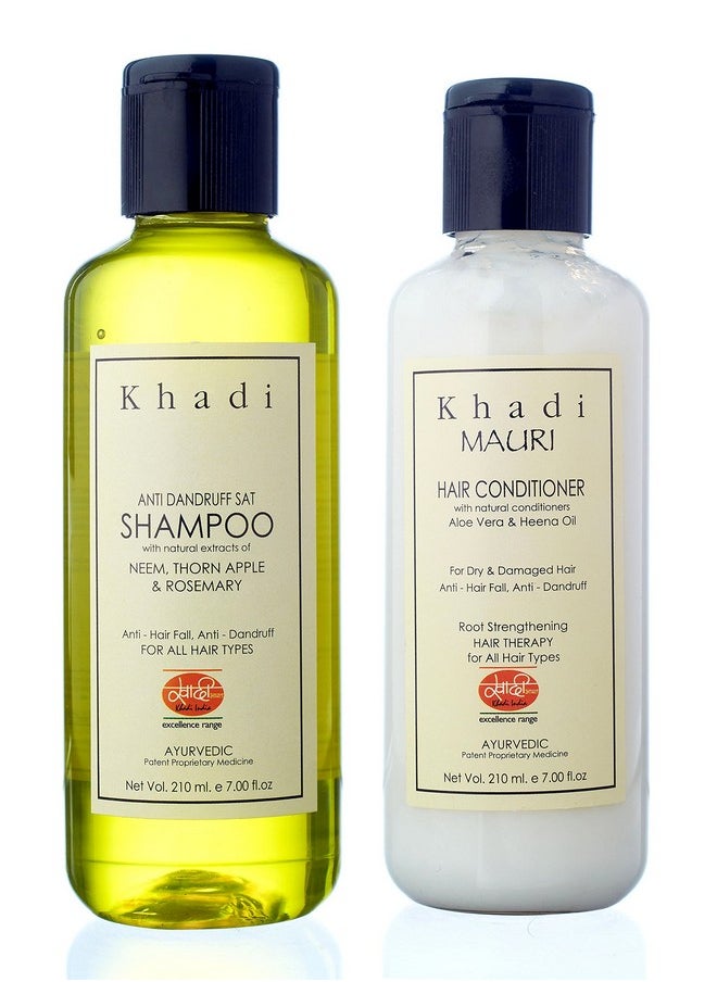 Khadi Mauri Herbal Anti Dandruff Shampoo & Herbal Hair Conditioner, 210 Ml (Combo Of 2)  - Image 1
