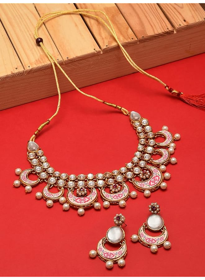 erorex Kundan Jewelery Set For Women Golden Zpfk7839 - Image 2