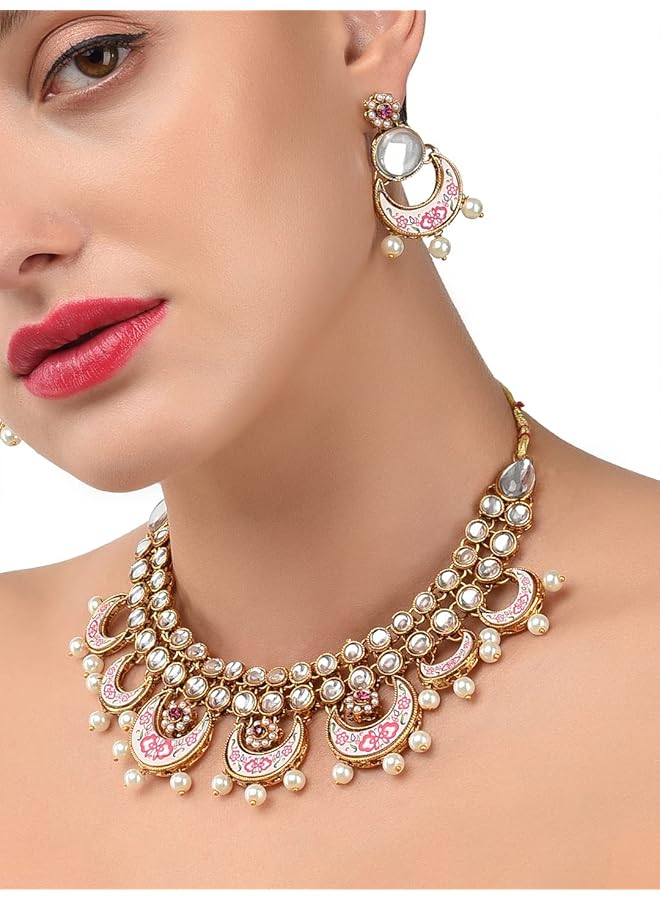 erorex Kundan Jewelery Set For Women Golden Zpfk7839 - Image 3