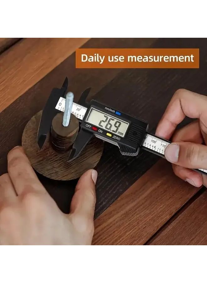 Black Digital Caliper 150mm LCD Screen Metric Imperial Conversion Measuring Tool - Image 2