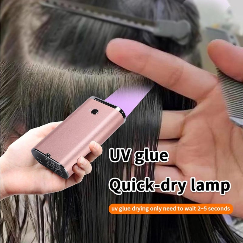 Hair Extension Light, Rechargeable 395nm Quick Curing Handheld Nail Lamp, 6 Light Chips Lamp with Aluminum Alloy Construction, Ideal for Salon & Home Use Professional Styling Tools - Image 3