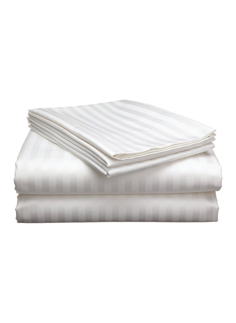 Comfy COMFY 3 PC HOTEL QUALITY STRIPED 300TC WHITE BEDSHEET SET WITH 2 PILLOW COVERS  - Image 2