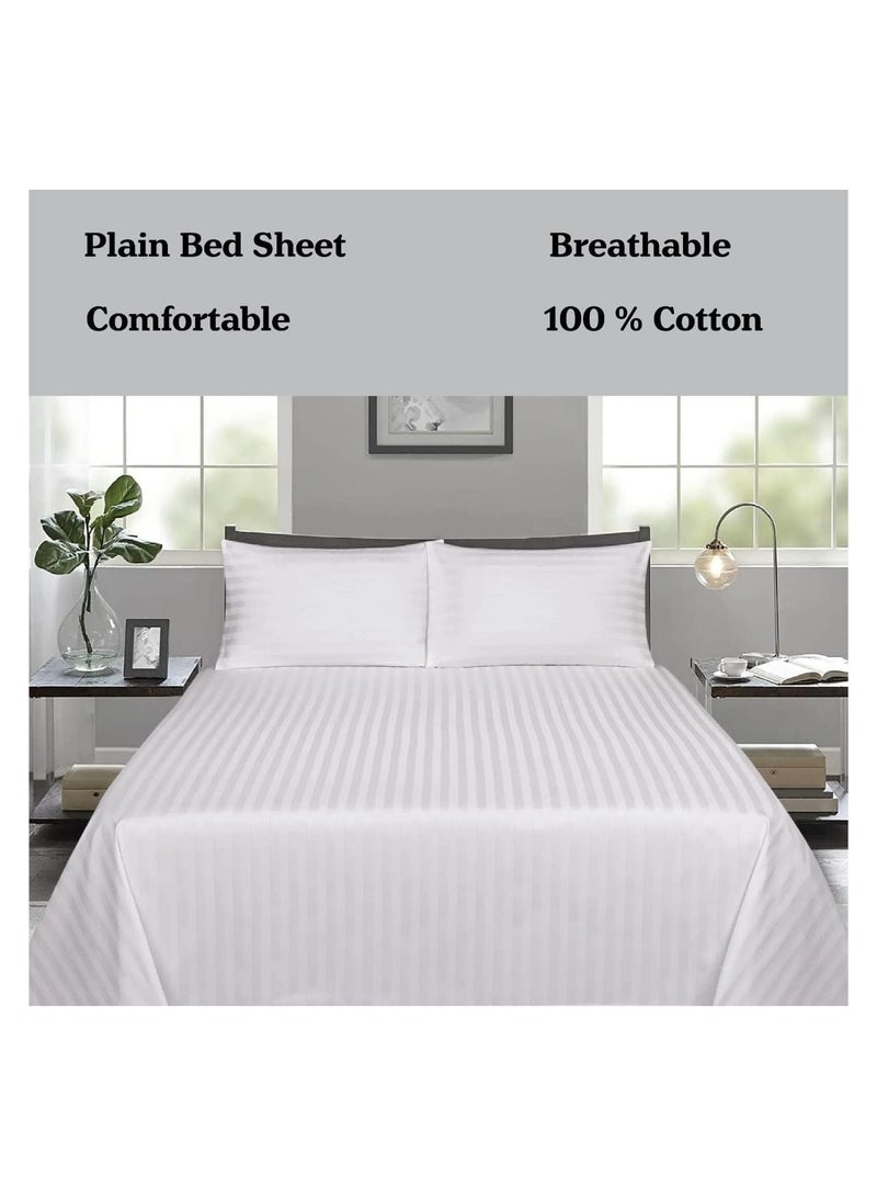 Comfy COMFY 3 PC HOTEL QUALITY STRIPED 300TC WHITE BEDSHEET SET WITH 2 PILLOW COVERS  - Image 4