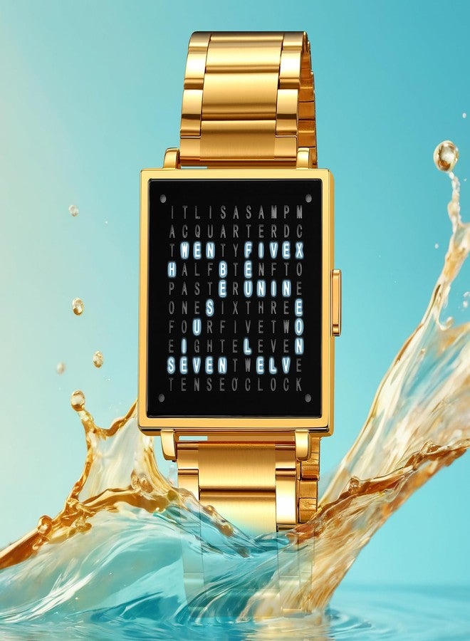 Gosasa Square Men's Luxury Watches Fashion Creative Multifunctional Waterproof Wristwatch, Stainless Steel or Gold and Silver - Toned Leather Strap Gifts for Men, B Gold, Unique, Custom Design - Image 3