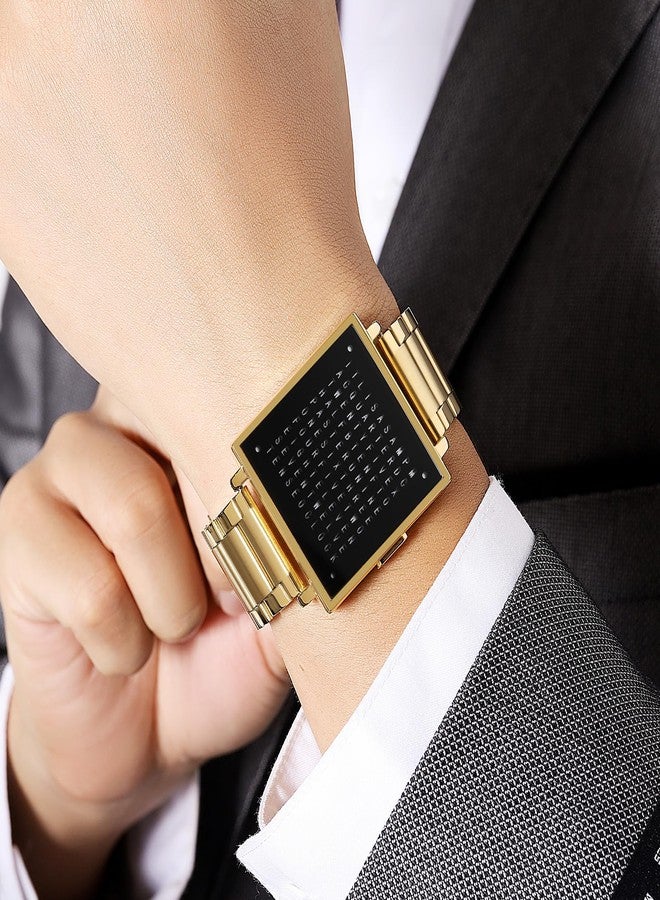 Gosasa Square Men's Luxury Watches Fashion Creative Multifunctional Waterproof Wristwatch, Stainless Steel or Gold and Silver - Toned Leather Strap Gifts for Men, B Gold, Unique, Custom Design - Image 4