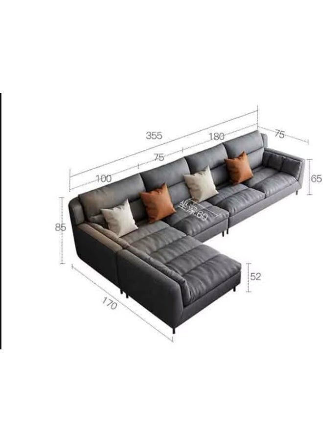 Poppins Home Modern 5-Seater L-Shaped Fabric Sectional Sofa Set â€“ Stylish Corner Design for Living Rooms (Grey, Right Chaise Bed)  - Image 2