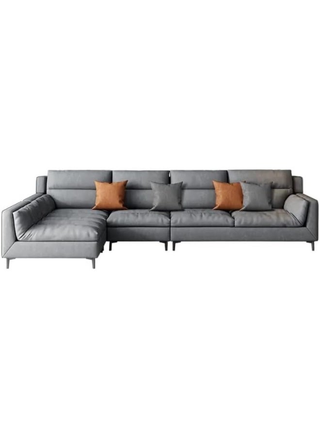 Poppins Home Modern 5-Seater L-Shaped Fabric Sectional Sofa Set â€“ Stylish Corner Design for Living Rooms (Grey, Right Chaise Bed)  - Image 3
