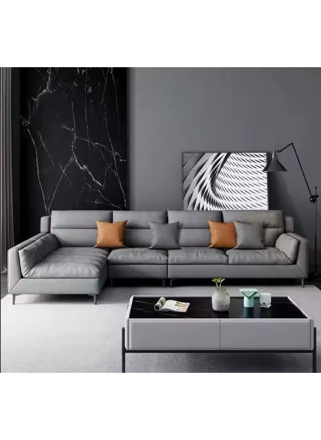 Poppins Home Modern 5-Seater L-Shaped Fabric Sectional Sofa Set â€“ Stylish Corner Design for Living Rooms (Grey, Right Chaise Bed)  - Image 4