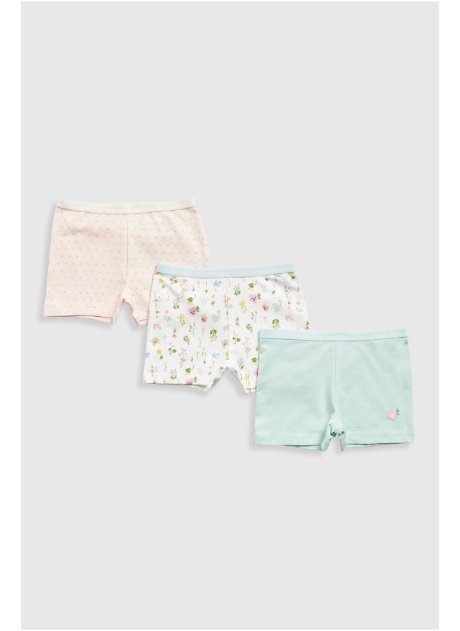 mothercare - سروال داخلي قصير مزين بالزهور - عبوة من 3 قطع - Image 1